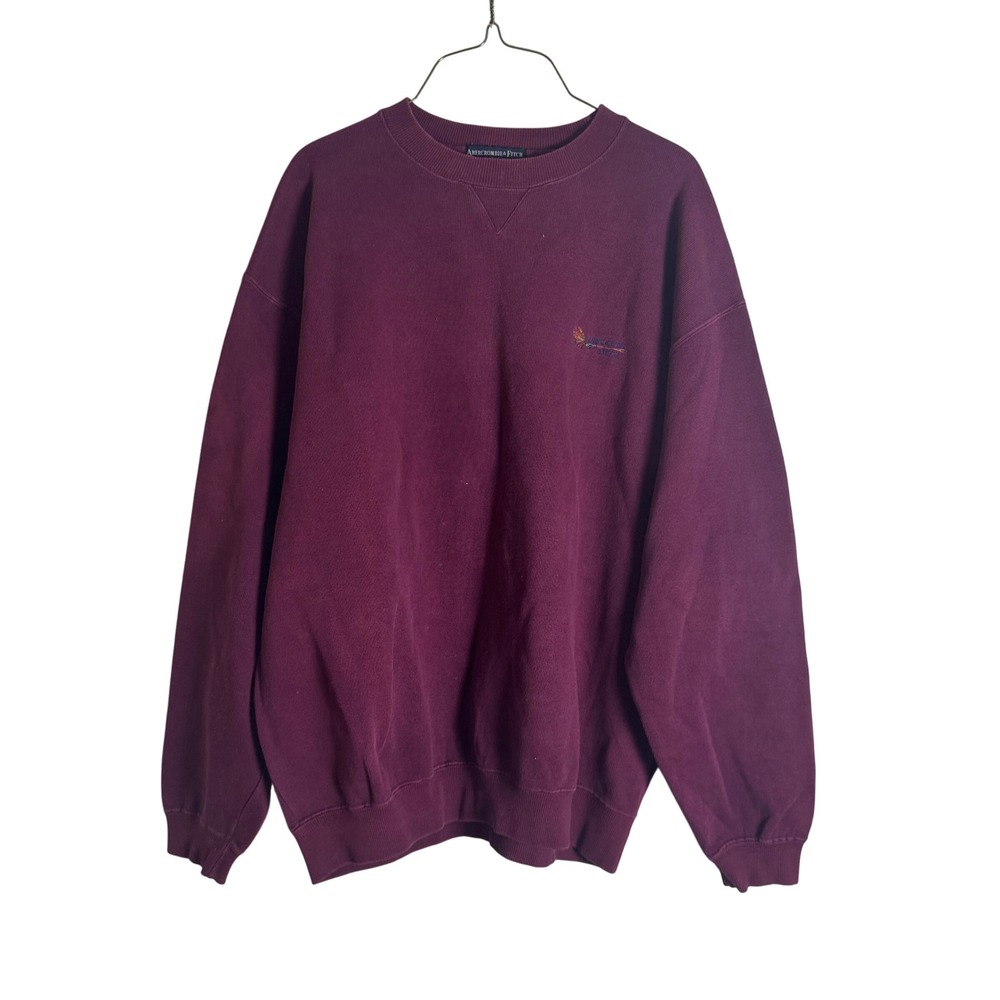 Vintage 90s A&F Abercrombie & Fitch Burgundy Cotton Fly Fishing Sweatshirt Large